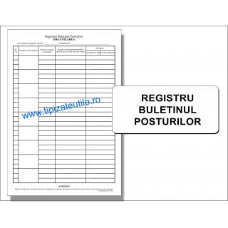 Registru Buletinul Posturilor - 100 file / 50 file / 25 file