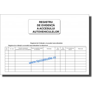 Registru de evidenta a accesului autovehiculelor - 100 file / 50 file / 25 file